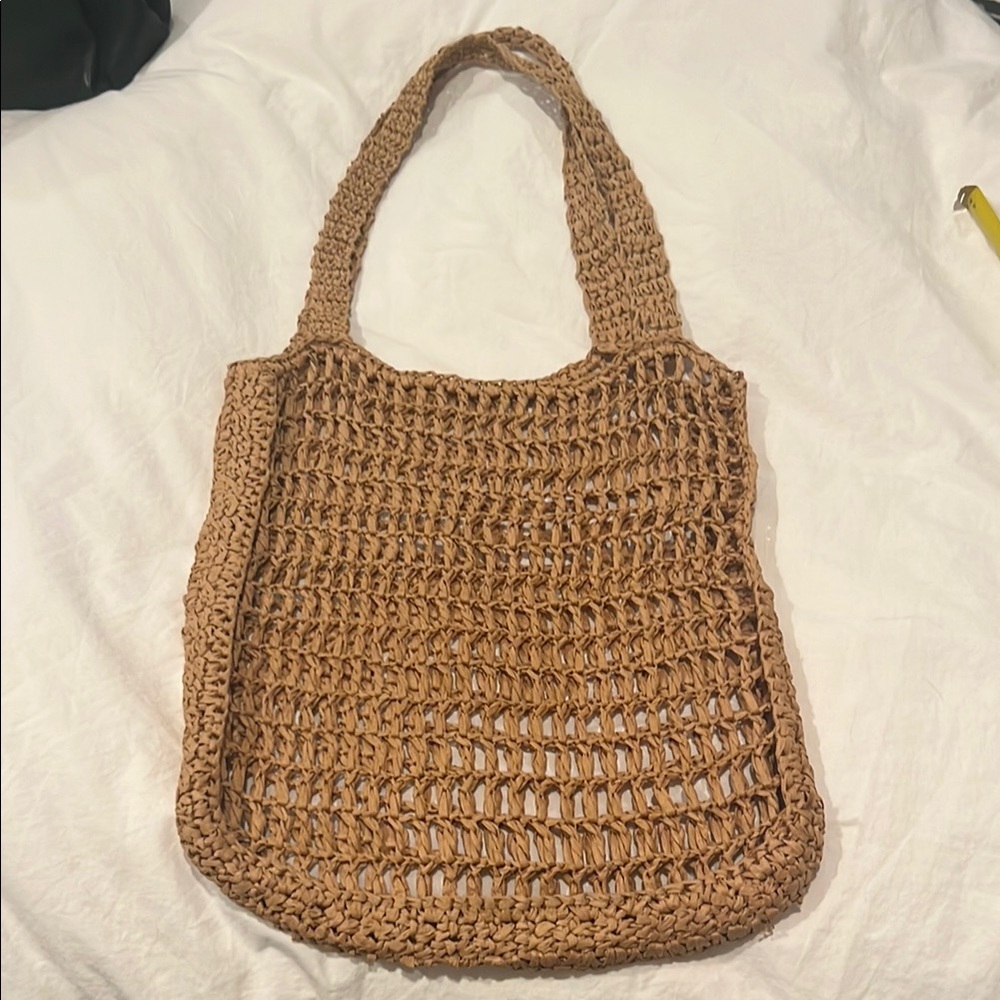 Handcrafted Tan Woven Tote Bag